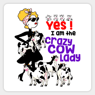 Crazy Cow Lady Sticker